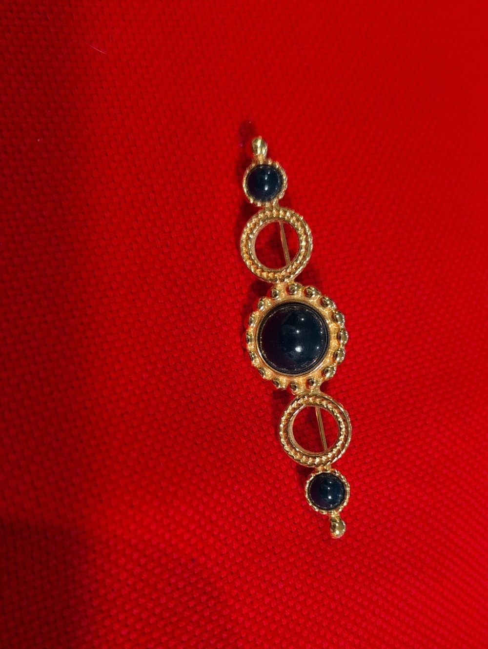 Monet Goldtone Scarf Pin with Navy Blue Stones